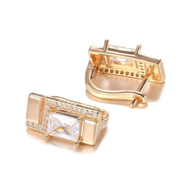 Classic Stud Earrings 585 Rose Gold White Natural AAA+ Zircon Earrings - The Jewellery Supermarket